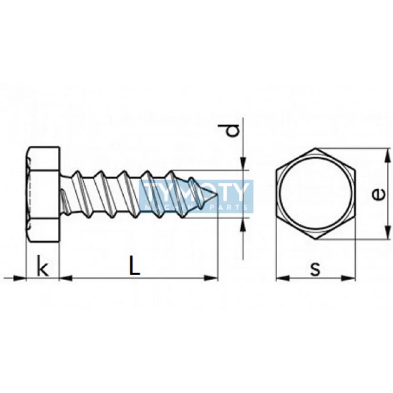 Skrutka samorezná šesťhran DIN 7976C 8,0x16 pozink