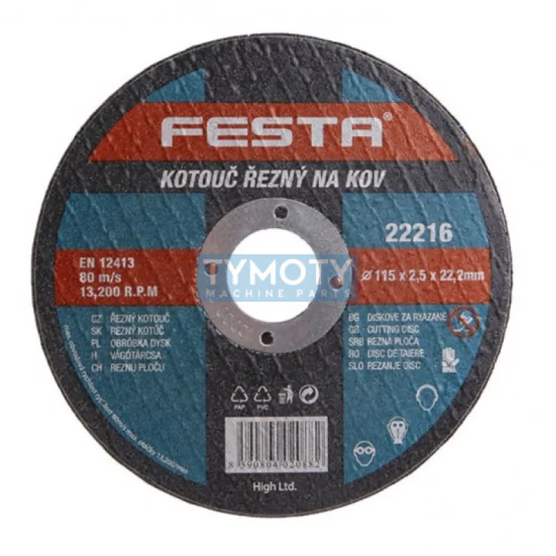Rezný kotúč na kov 115x2,5x22,2 rovný, FESTA 22216