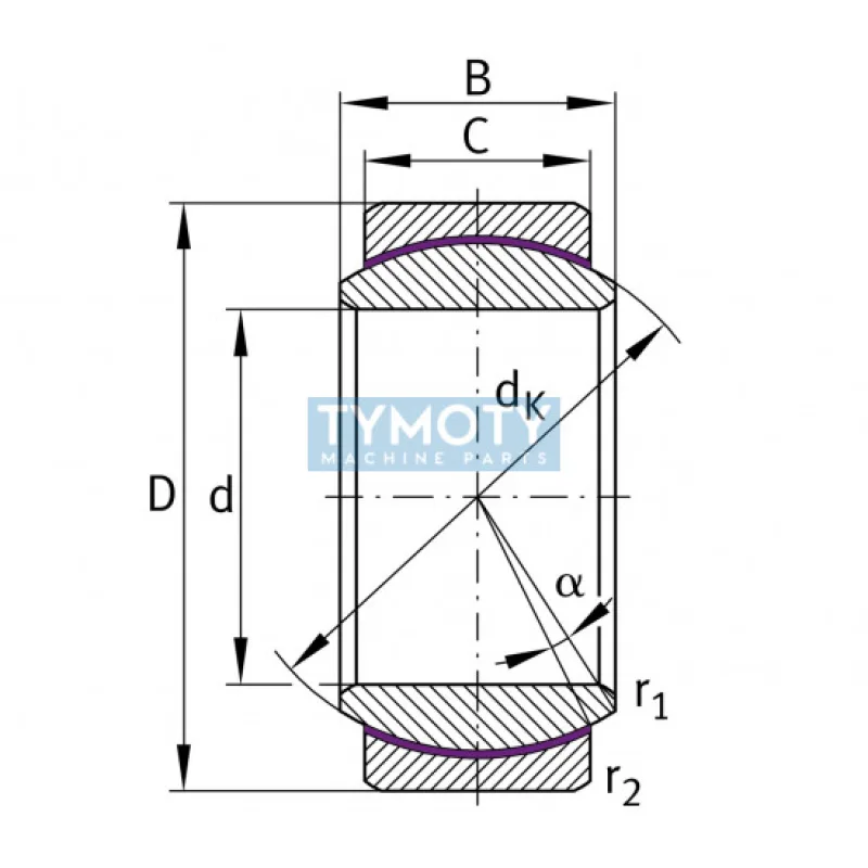 Durbal DGE 25 UK (GE 25 C) bezúdržbové kĺbové ložisko ,oceľ/PTFE