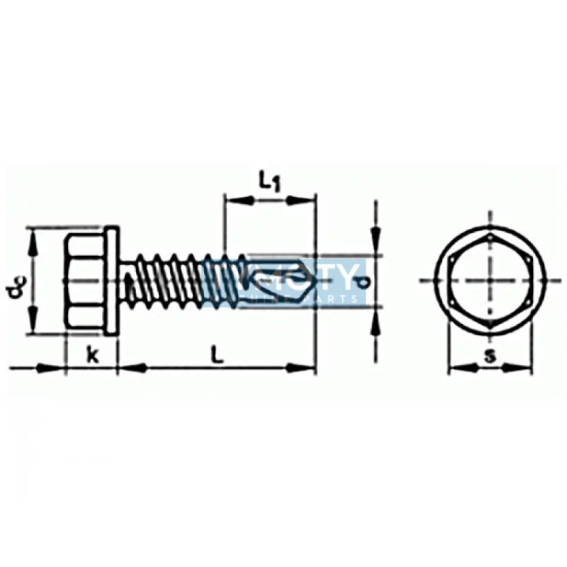 Skrutka TEX šesťhranná s golierom DIN 7504K 6,3x160 pozink