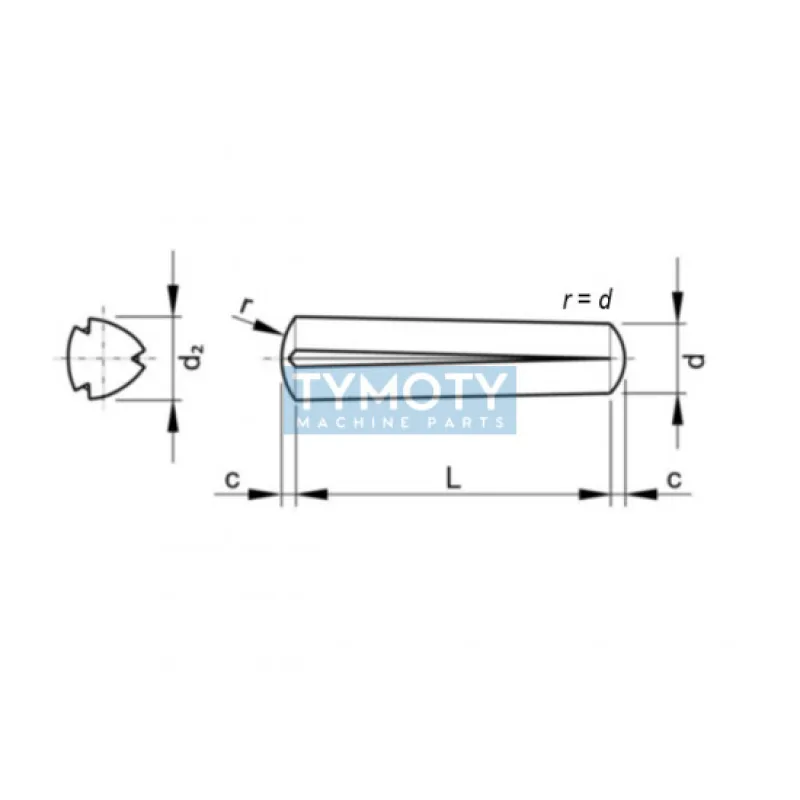 Kolík kužeľový ryhovaný DIN 1471 2x16 bez PÚ