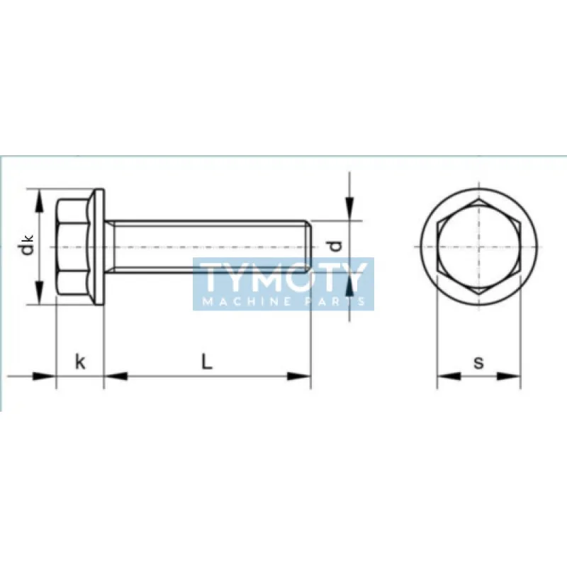 Skrutka šesťhranná s golierom DIN 6921 M6x16-10.9 pozink