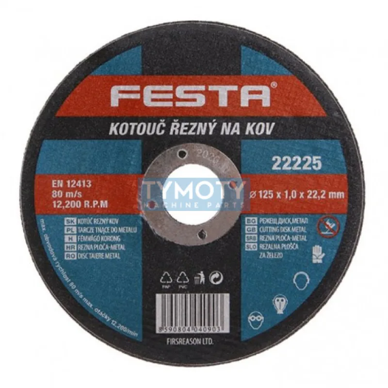 Rezný kotúč na kov 125x1,0x22,2 rovný, FESTA 22225