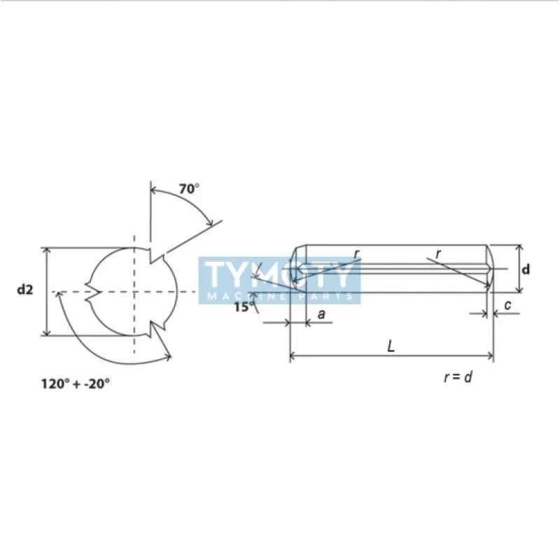 Kolík valcový ryhovaný DIN 1473 3x18