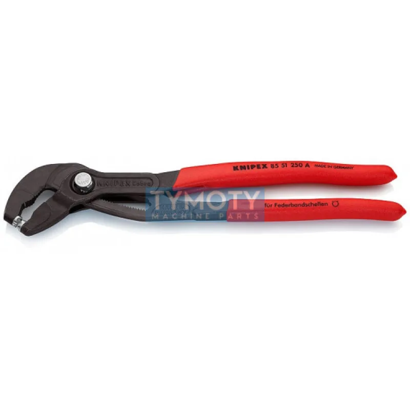 KNIPEX 85 51 250 A Kliešte na sponky s pružiacimi pásmi , plastové návleky, fosfátované
