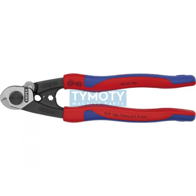 KNIPEX 95 62 190 Nožnice na drôtené lanká kované, viaczložkové návleky, 190 mm