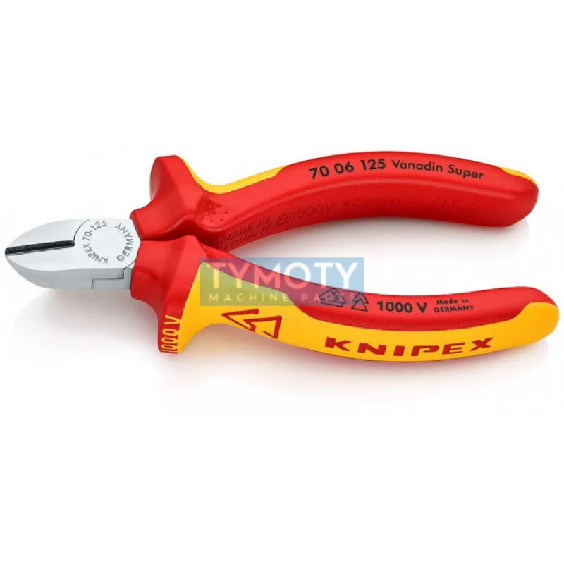 KNIPEX 70 06 125 Bočné štiepacie kliešte izolov.viacsel.návleky, certifikácia VDE, chrómované 125 mm