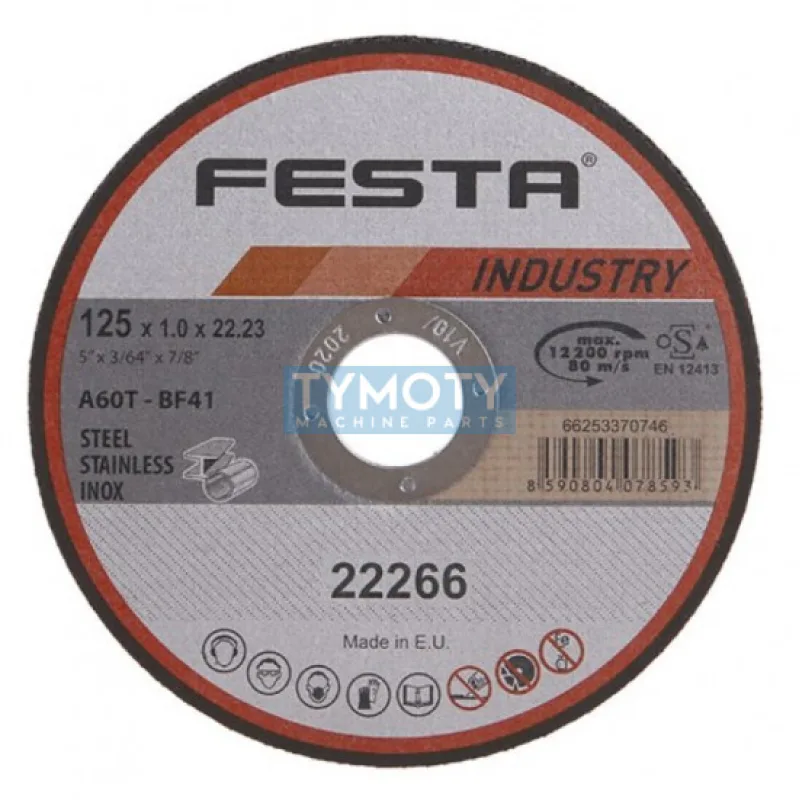 Rezný kotúč na kov 125x1,0x22,2 rovný INDUSTRY, FESTA 22266