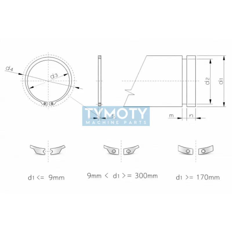 Poistný krúžok na hriadeľ DIN 471 - 27 mm nerez A1