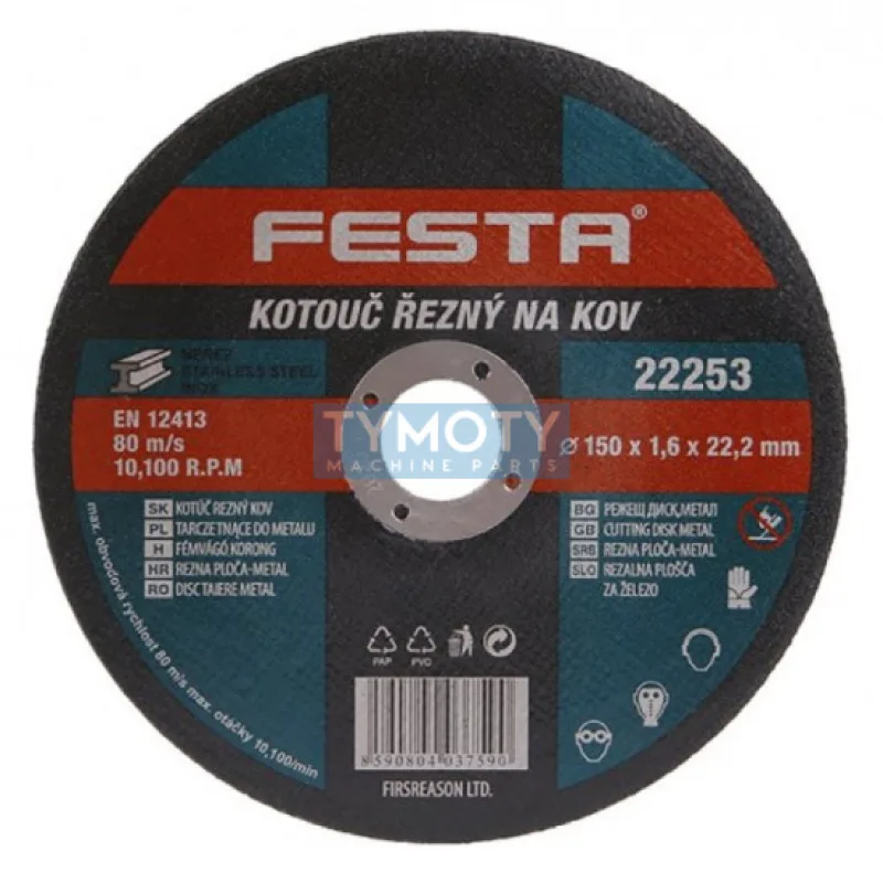 Rezný kotúč na kov 150x1,6x22,2 rovný, FESTA 22253