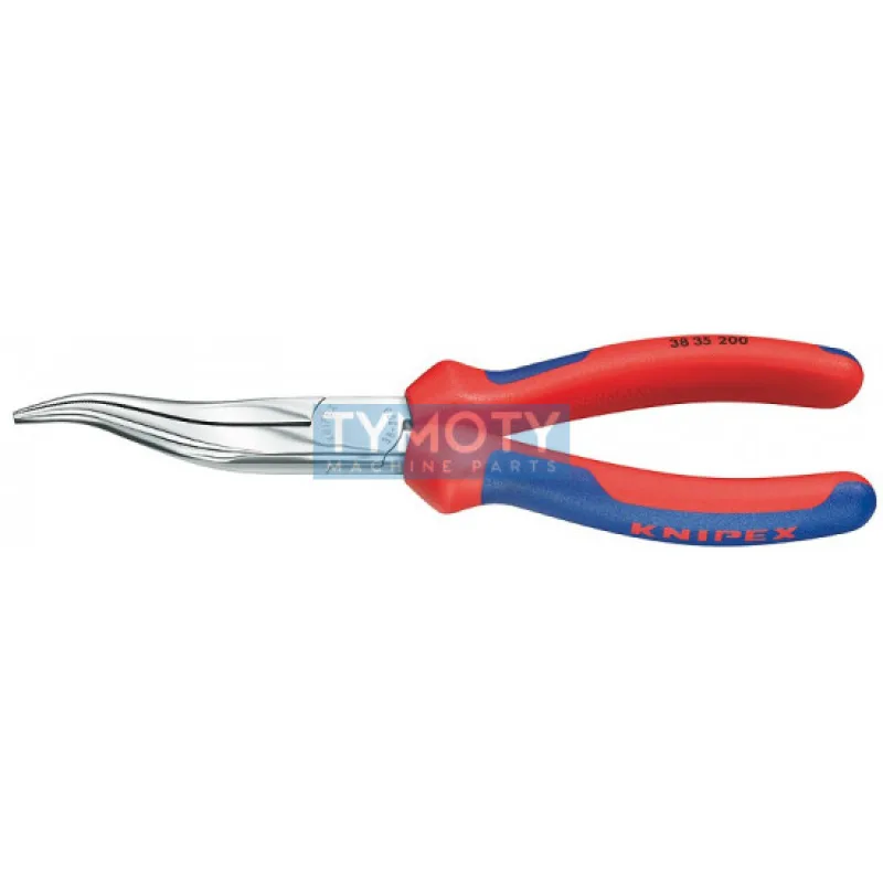 KNIPEX 38 35 200 Kliešte pre mechanikov, zahnuté polguľaté čeľuste, viacsl. návleky, chrómované