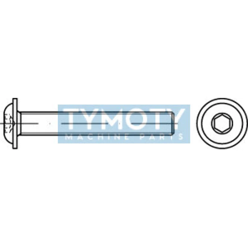Skrutka s polguľatou hlavou s golierom inbus ISO 7380FL M4x6 oceľ 10.9 bez PÚ