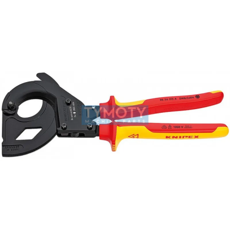 KNIPEX 95 36 315 A Kliešte na káble (rohatky so západkou) pre káble armované oceľovými drôtmi