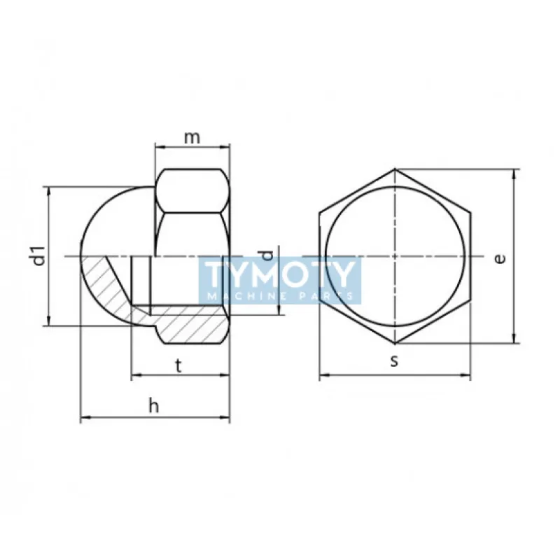 Matica klobúková DIN 1587 M18 nerez A2