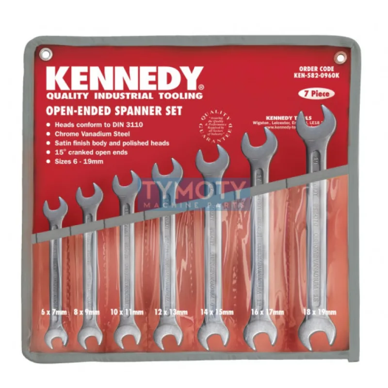 Súprava kľúčov DIN 3110 7 ks maticové ploché priemyselné chróm - metrický 6-19 mm, Kennedy KEN5820960K