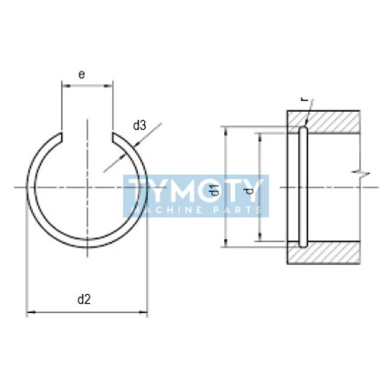 Poistný krúžok drôtený do diery DIN 7993B 32 mm