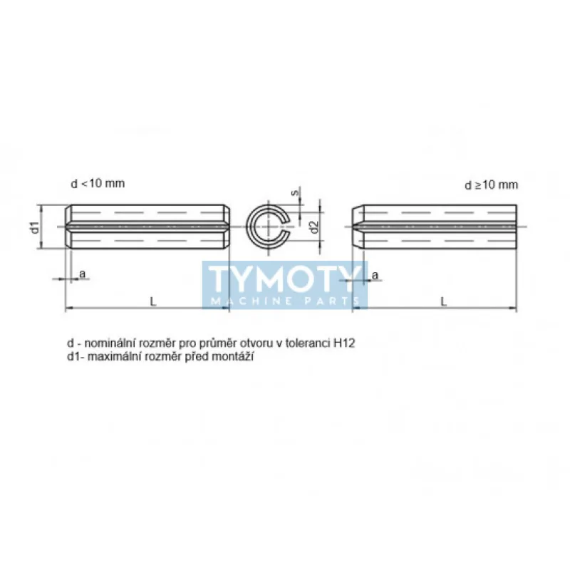 Kolík pružný ľahký DIN 7346-12x100