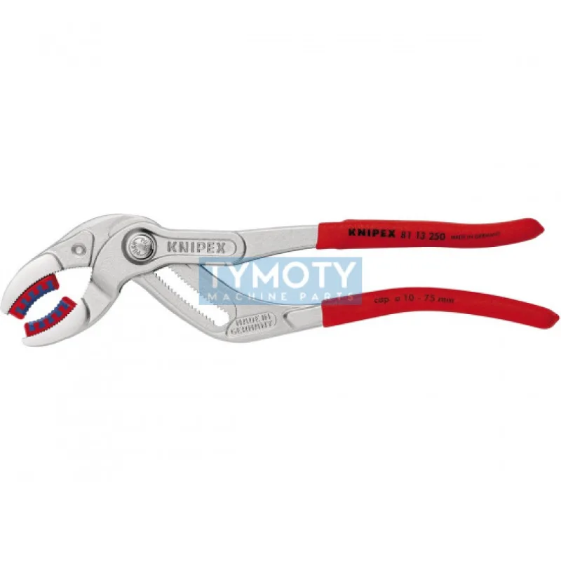 KNIPEX 81 13 250 Kliešte na sifóny a konektory, vymeniteľné plast. čeľuste. plast.návl., chrómované