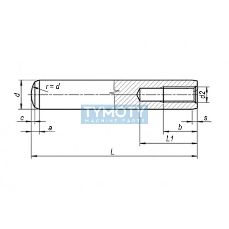 Kolík valcový kalený vnútorný závit DIN 7979D 16x30 m6