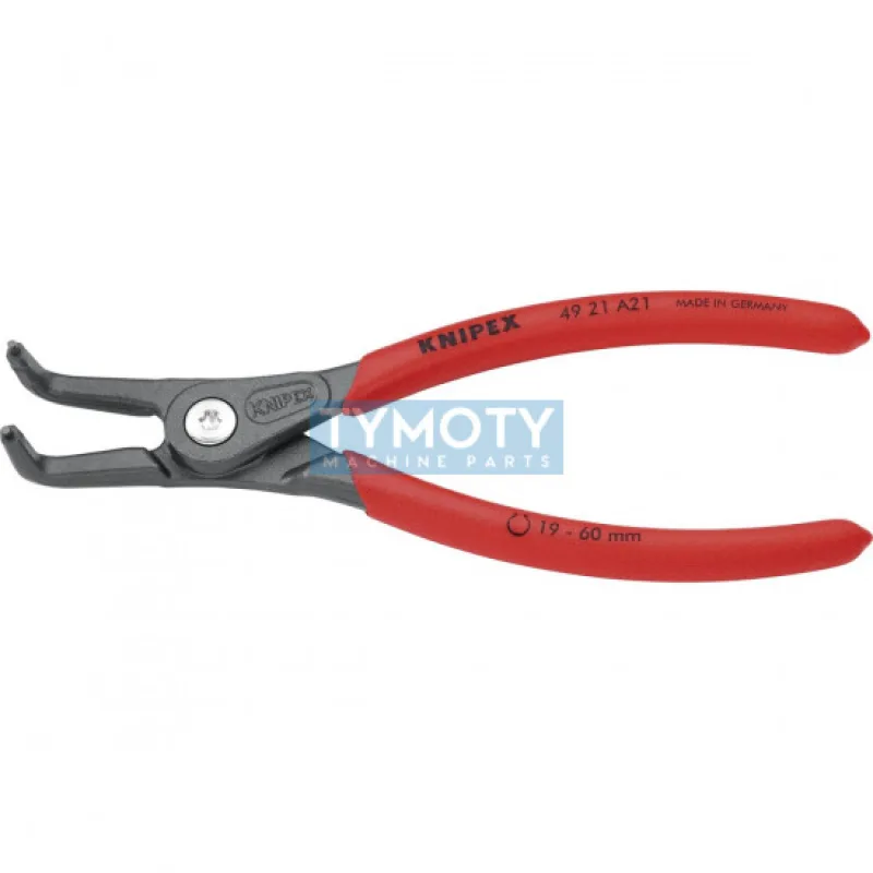 KNIPEX 49 21 A21 Precízne kliešte pre vonkajšie poj. kr. 19-60 mm zahnuté 90 ° pot. plastom, f. na šedo