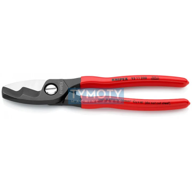 KNIPEX 95 11 200 Káblové nožnice s dvojitým britom 200 mm, plastové návleky, brunierované