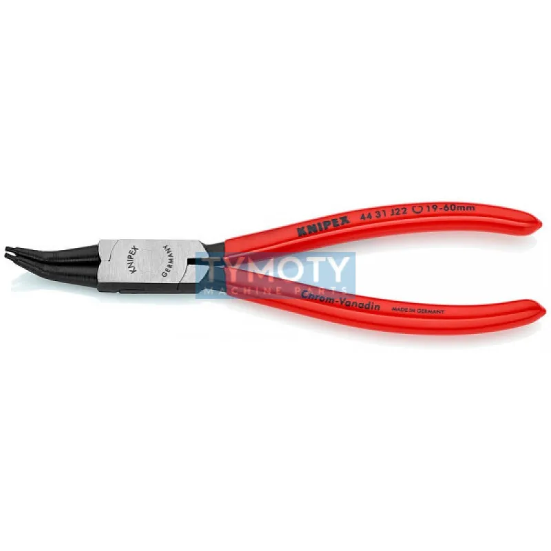 KNIPEX 44 31 J22 Kliešte pre vnútorné poj. krúžky 19-60 mm zahnuté 45 ° pot. plastom, fosfátované