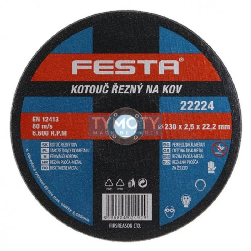 Rezný kotúč na kov 230x2,5x22,2 rovný, FESTA 22224