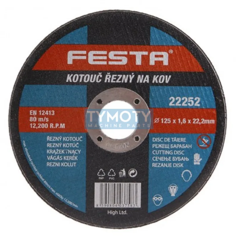 Rezný kotúč na kov 125x1,6x22,2 rovný, FESTA 22252