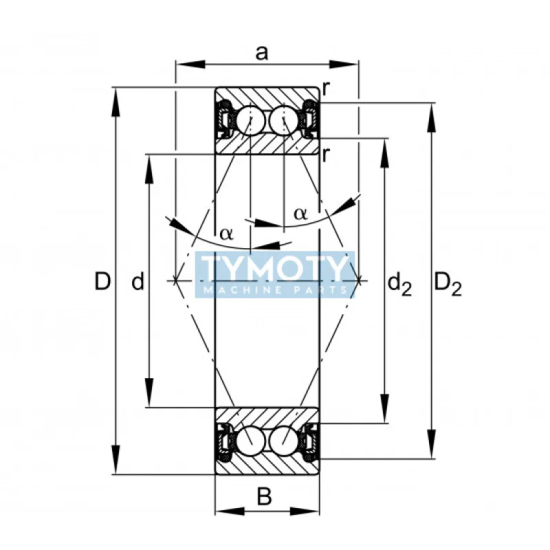 INA 3816-2Z guľkové ložisko s kosouhlým stykom
