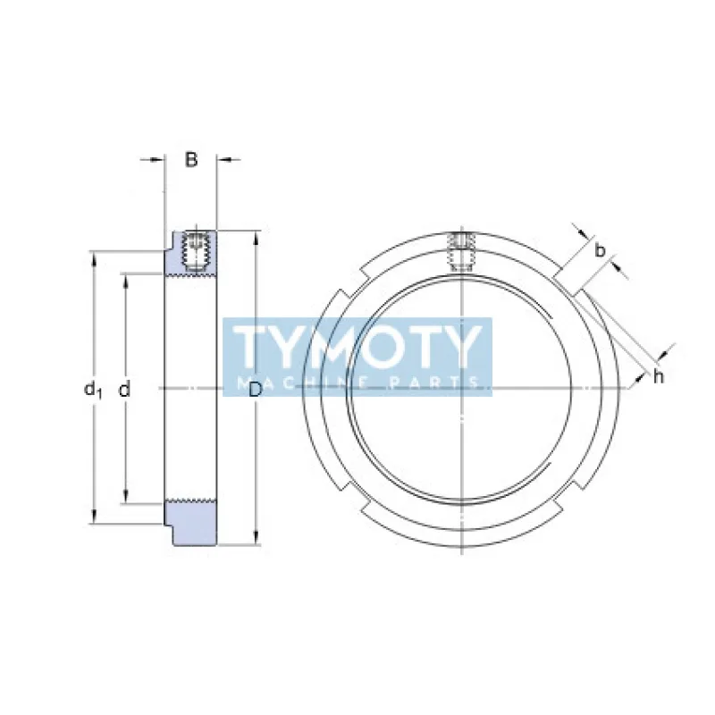 KMFE 6 SKF poistná matica so nastavovacou skrutkou