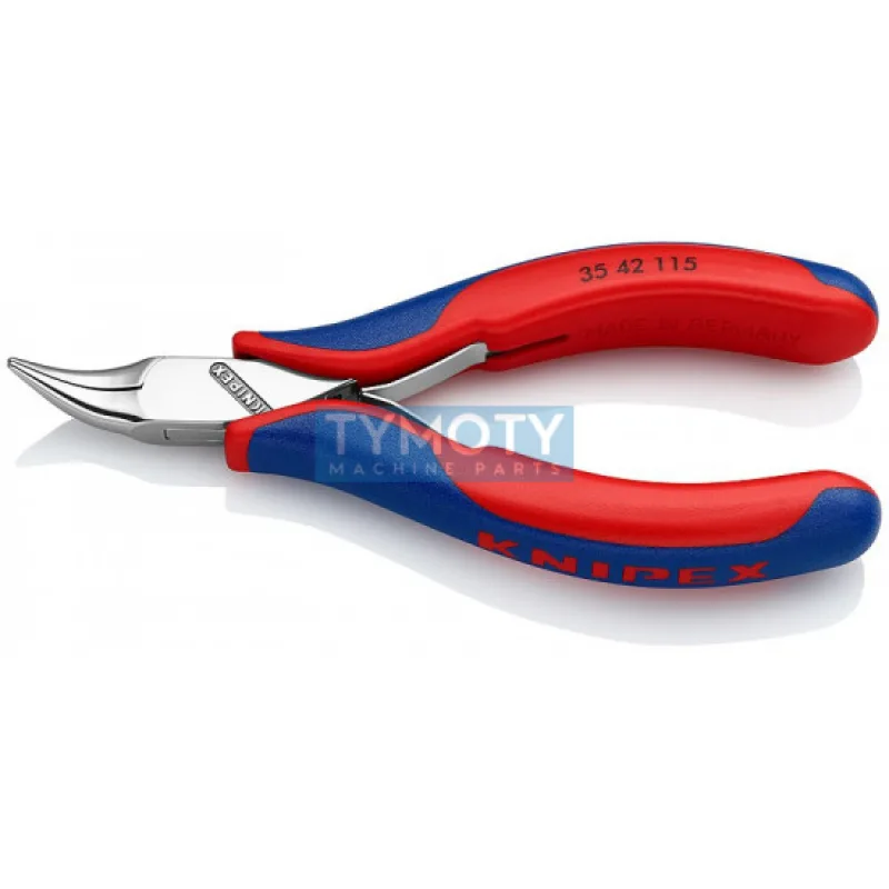 KNIPEX 35 42 115 Kliešte pre elektroniku, polguľaté čeľuste zahnuté 45°, viacsl. návleky, leštené