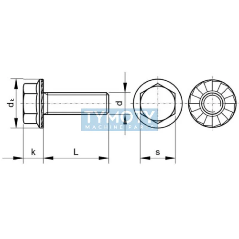 Skrutka so šesťhrannou hlavou s ozubeným golierom DIN 6921 M8x20-8.8 pozink