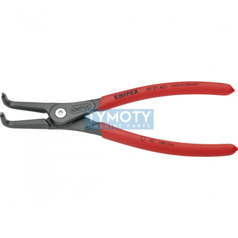 KNIPEX 49 21 A31 Precízne kliešte pre vonkajšie poj. kr. 40-100 mm zahnuté 90 ° pot. plastom, f. na šedo
