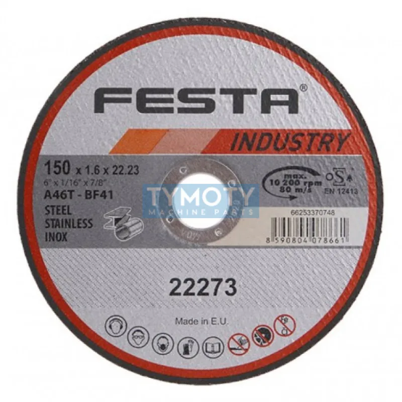 Rezný kotúč na kov 150x1,6x22,2 rovný INDUSTRY, FESTA 22273
