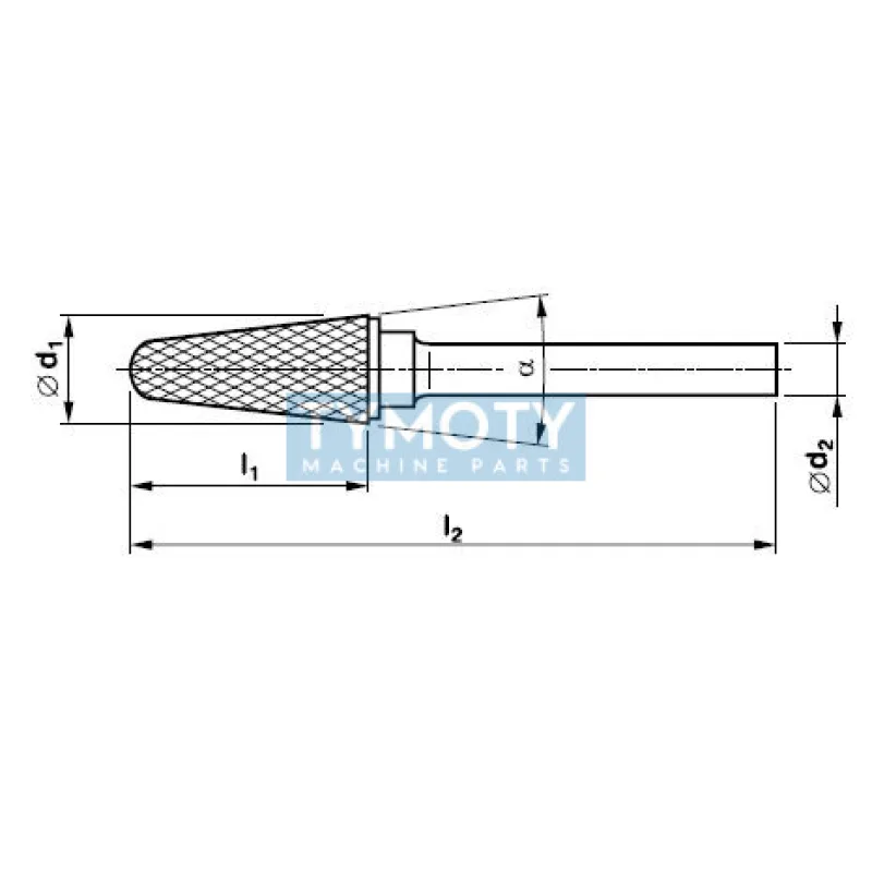 Technická fréza tvrdokovová, kužeľová s rádiusom, FREZA, L0822x06