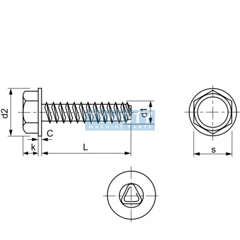 Skrutka závitotvorná šesťhran s golierom DIN 7500D M10x25 pozink