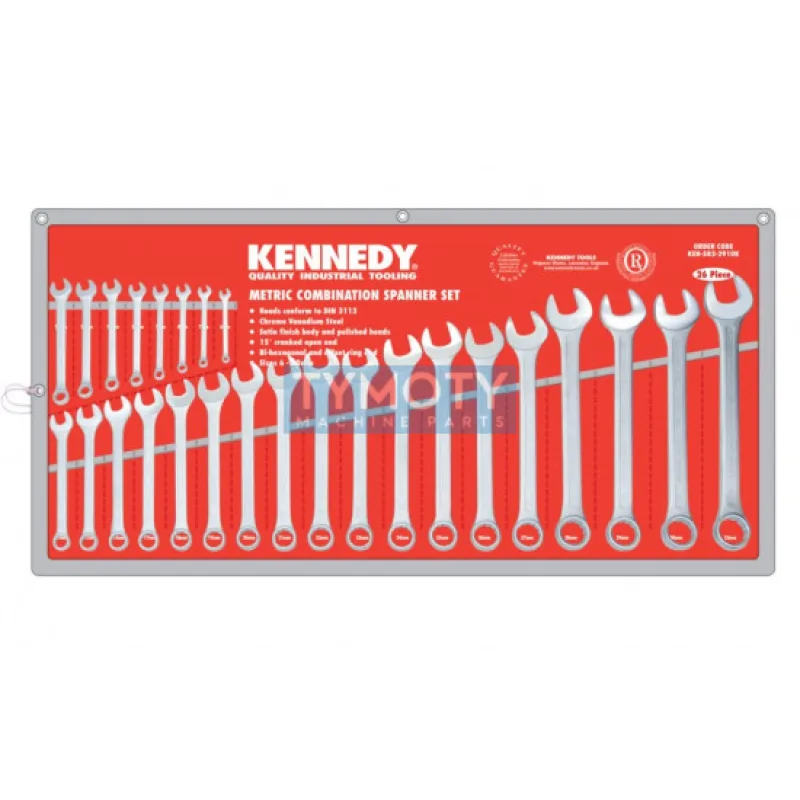 Sada kľúčov očkoploché profesionanie chróm - metrické 6-32 mm 26.dielna sada Kennedy