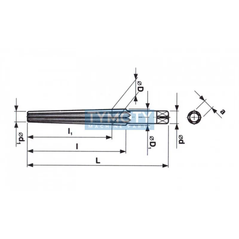Výstružník ručný kužeľový 1:10 HSS, 221460, 32 mm