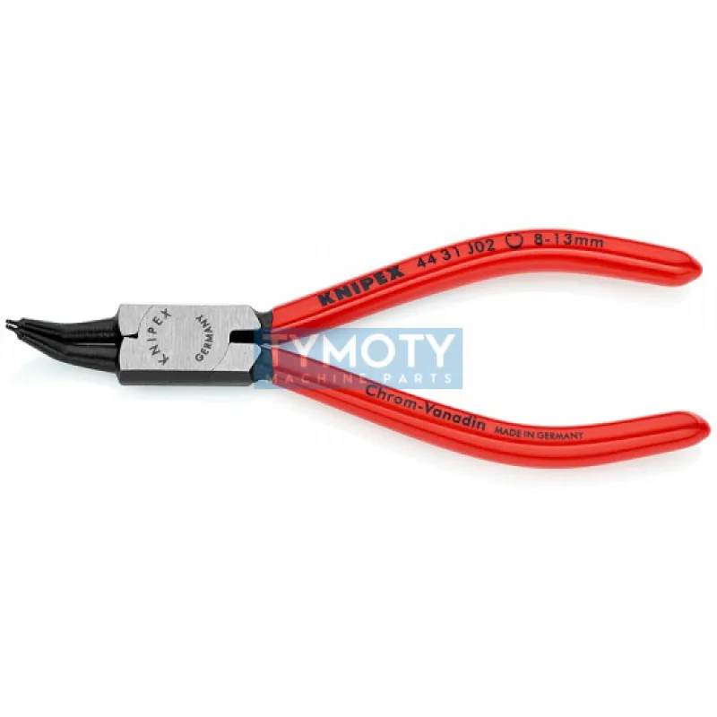 KNIPEX 44 31 J02 Kliešte pre vnútorné poj. krúžky 8-13 mm zahnuté 45 ° pot. plastom, fosfátované