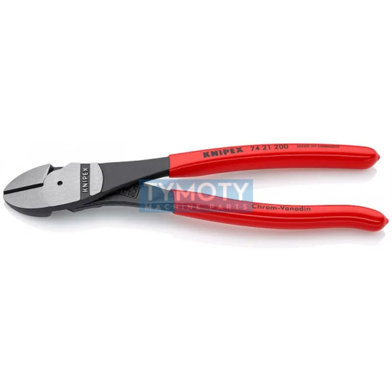 KNIPEX 74 21 200 Silové bočné štiepacie kliešte vyhnuté 12°, plastové návleky, fosf. na čierno 200 mm