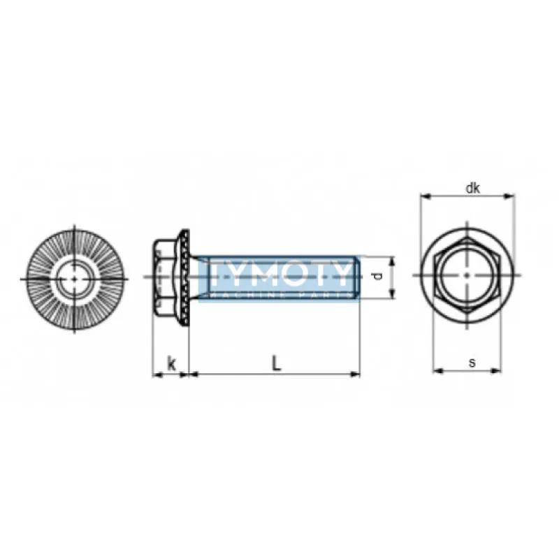 Skrutka so šesťhrannou hlavou s ozubeným golierom RIPP M8x16-10.9 bez PÚ