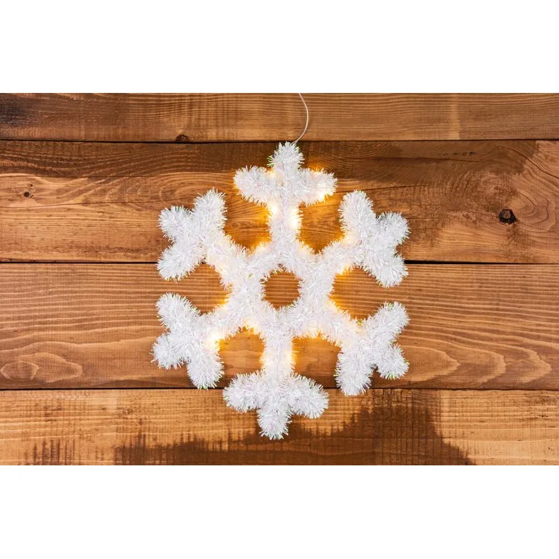 Vianočná dekorácia Vločka 20 LED, teplá biela, časovač, 43 cm