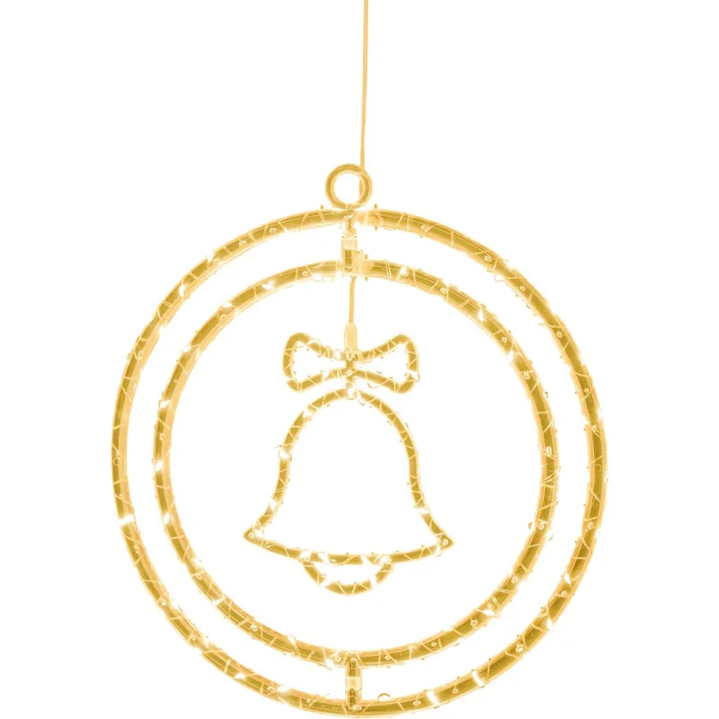 Dekorácia MagicHome Vianoce, zvon, plast, 80xLED teplá biela, 32.5x36 cm, 3xAA