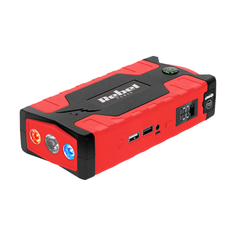 Štartovacia sada Rebel - powerbanka so štartovacími káblami a kompresorom URZ0967