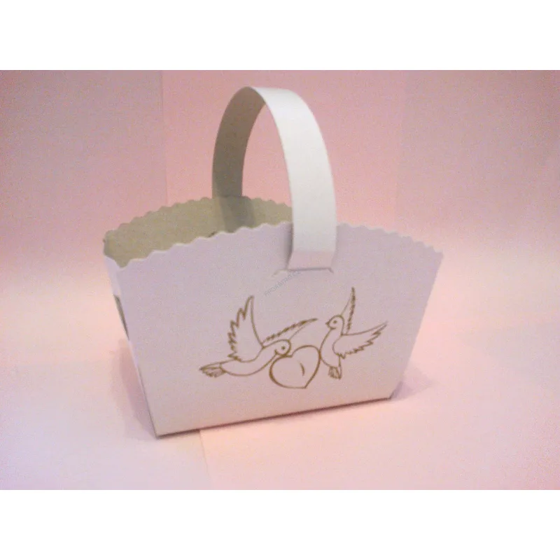 Svatební košíčky s potiskem "Hrdličky" 10 x 8 x 6 cm [1 ks] (71705.4 - 3A,CH11A)