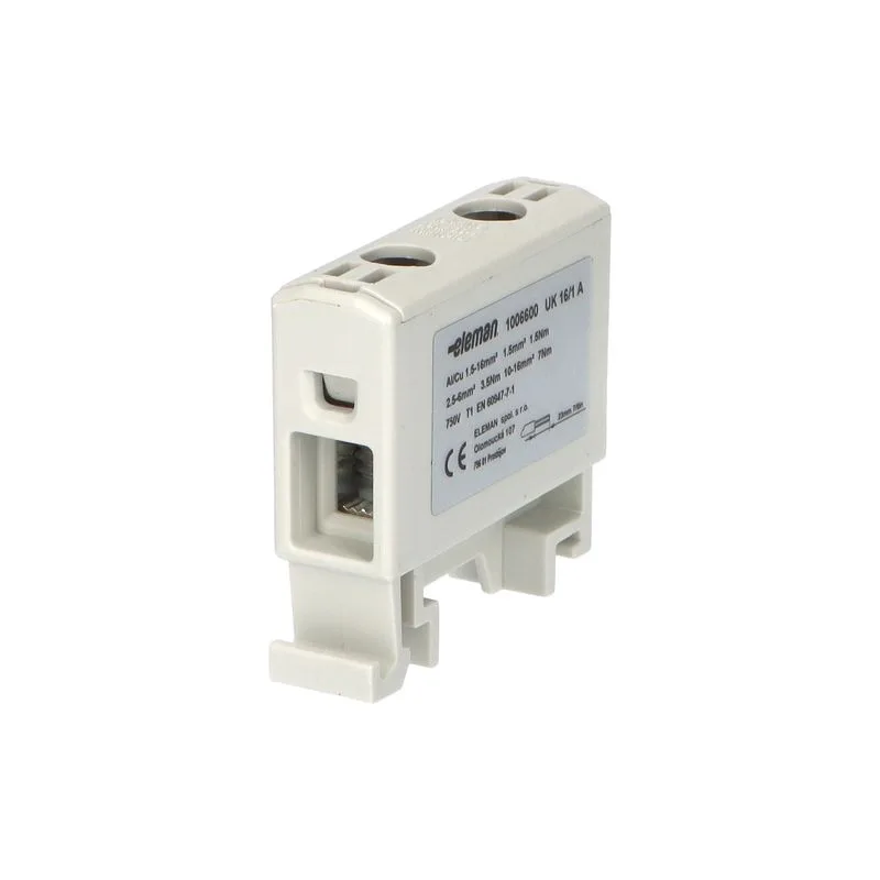 ELEMAN Svorka univerzálna UK 16/1 A, 85A, 1x16mm2 1pól., AL/CU, krytá, sivá, na DIN lištu