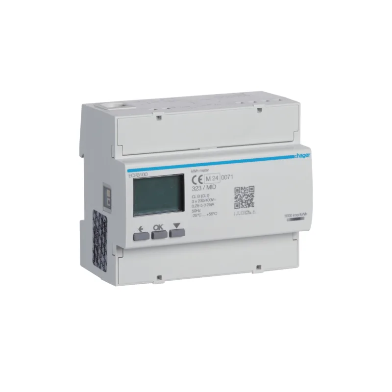 Hager Digitálny elektromer 3F, 2Tar, priamy do 125A, Modbus, MID ECR310D