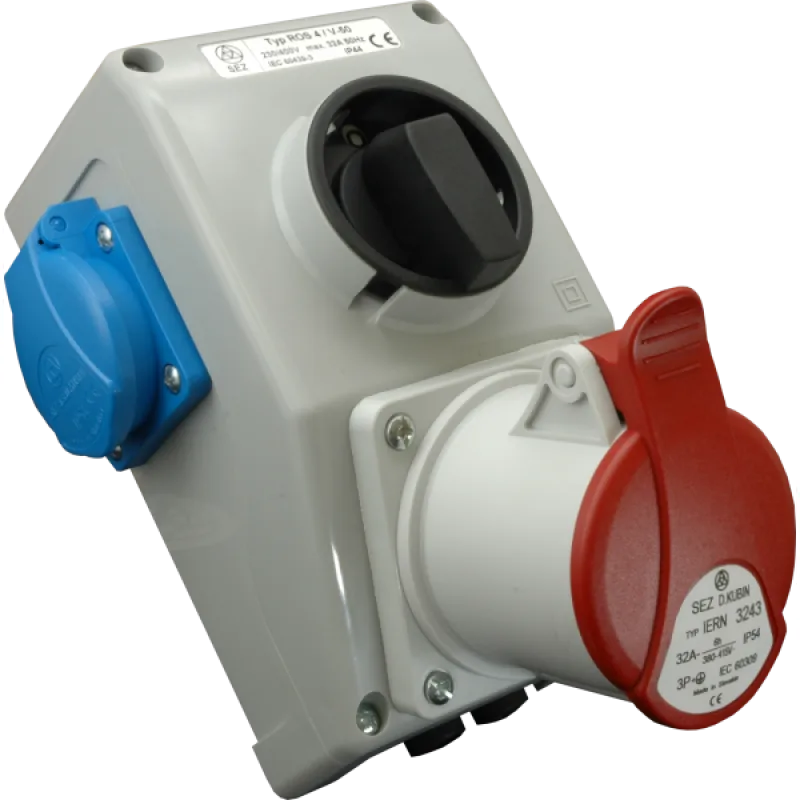 SEZ DK a. s. Rozvodnica zásuvková ROS4/V-10LP 32A/400V 5P, 2x16A 250V s reverzným prepínačom uzamknutie