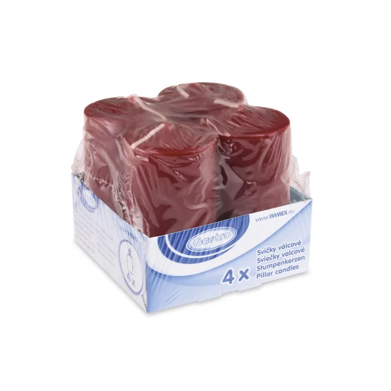 Svíčka válcová Ø 40 x 80 mm bordová [4 ks] (33108)