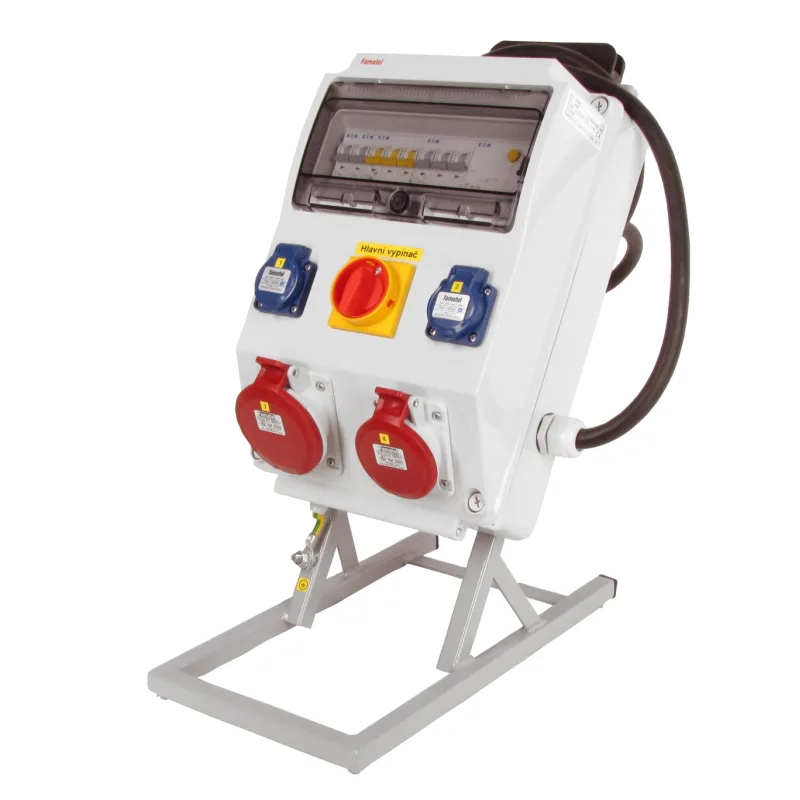 Famatel Staveniskový rozvádzač antoník v31027 istený s chráničom 2x230V/16A, 1x16A+1x32A/5P, s kovovým stojanom